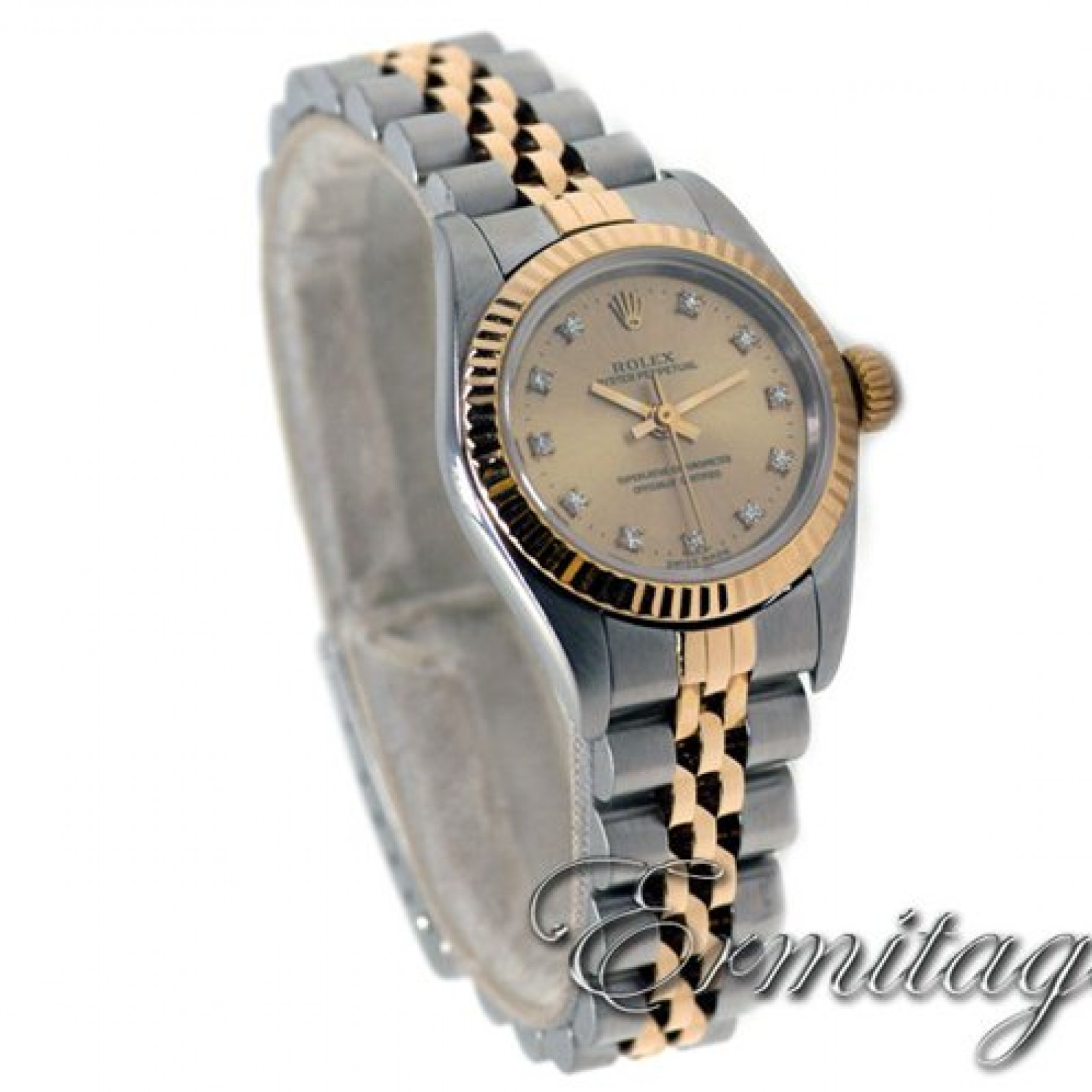 Pre-Owned Two Tone Rolex Oyster Perpetual 67193 with Diamonds